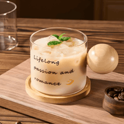 500ml heat-resistant glass mug with wooden handle and bamboo coaster