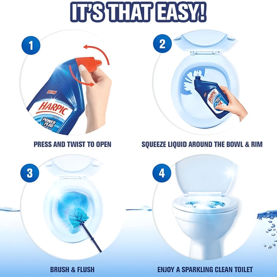 Harpic Power Plus Original Toilet Cleaner Gel 750ml – EU made, kills 99.9% of bacteria, removes limescale, available in Beirut Lebanon

