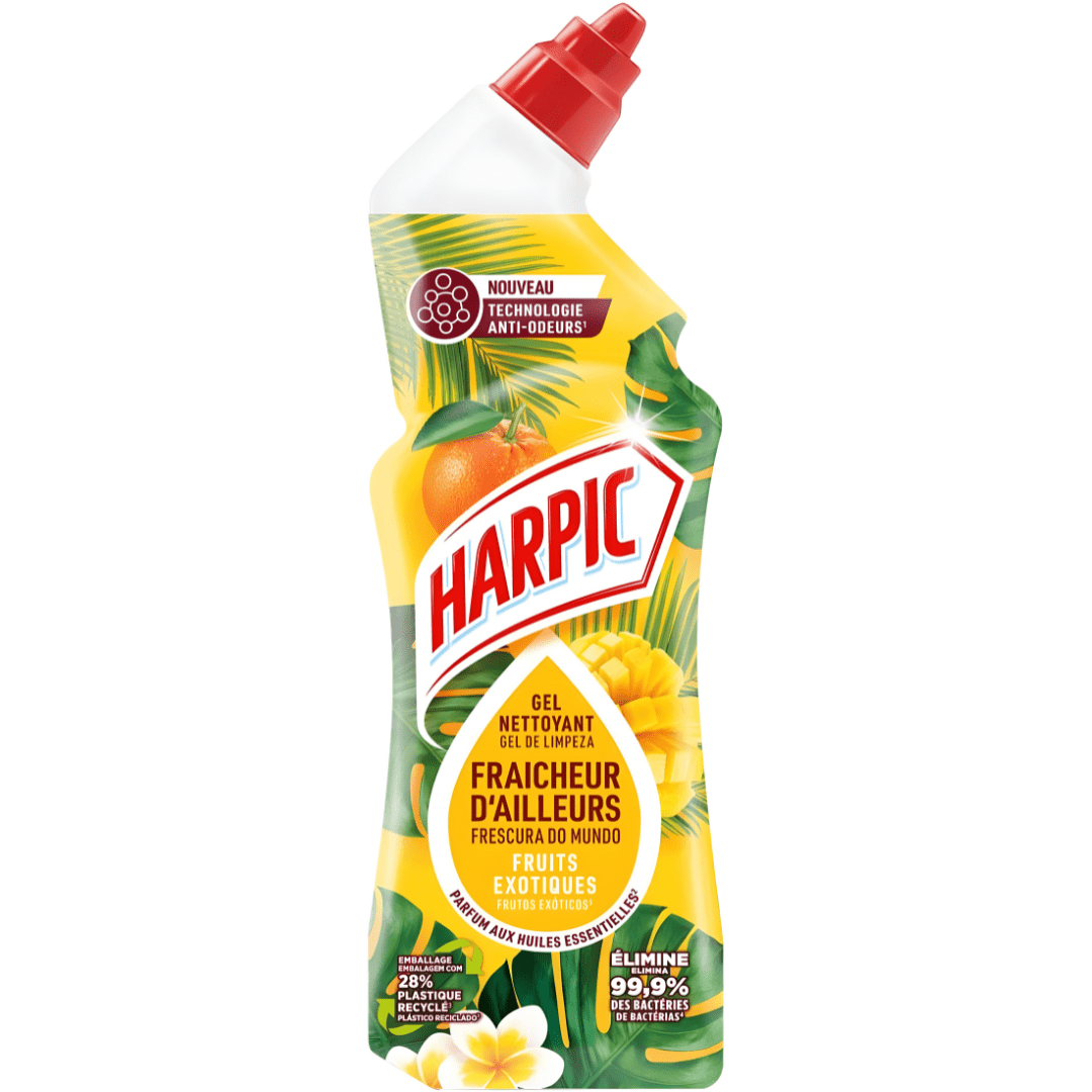 Harpic Toilet Gel 750ml – EU made, exotic fruit scent, anti-odor and anti-bacterial toilet cleaner, available in Beirut Lebanon