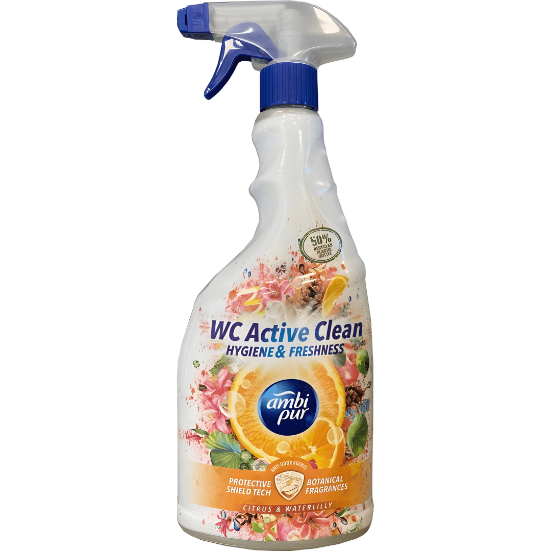 Ambi Pur Flash WC Spray 750ml – EU made, citrus and water lily scented toilet cleaner, antibacterial, available in Beirut Lebanon