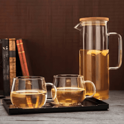 Borosilicate glass pitcher set with green handle and 6 cups – Beirut