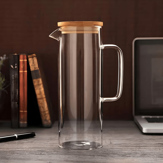 Borosilicate glass pitcher set with green handle and 6 cups – Beirut