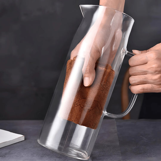 Borosilicate glass pitcher set with green handle and 6 cups – Beirut