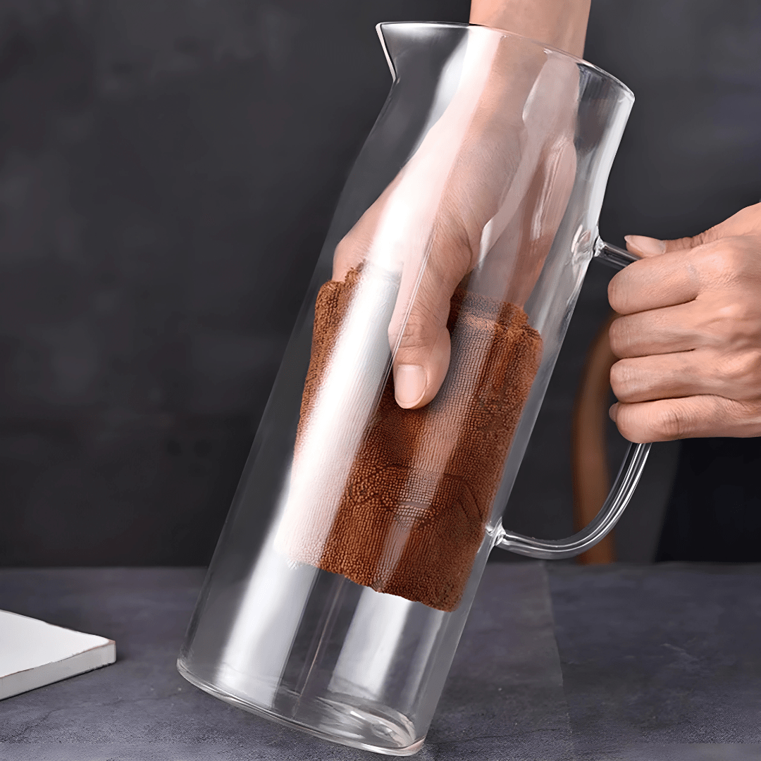 Borosilicate glass pitcher set with green handle and 6 cups – Beirut