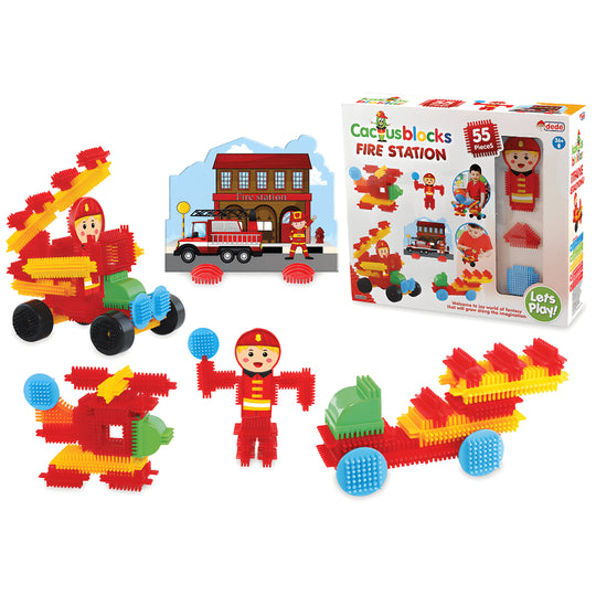 Cactus Blocks Fire Station 55pcs – Educational Building Toy for Kids


