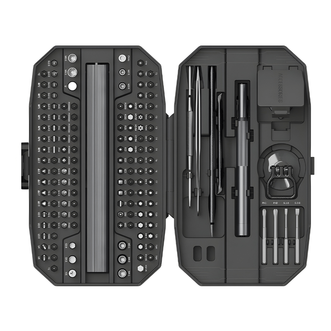 153-in-1 cordless electric magnetic screwdriver repair set with 140 bits, LED lights, USB-C charging – ideal for electronics and DIY projects