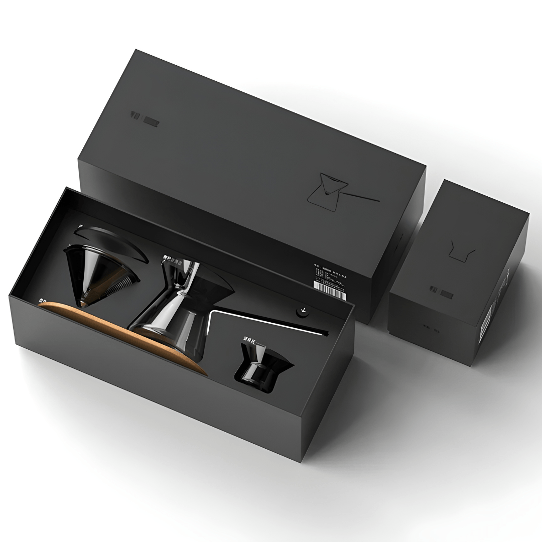 300ml borosilicate glass magnetic teapot with filter, cups, and coaster – elegant set for brewing coffee or tea

