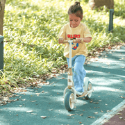 Adjustable height kids scooter with rear brake and metal frame, suitable for ages 3 to 6, available in two colors.
