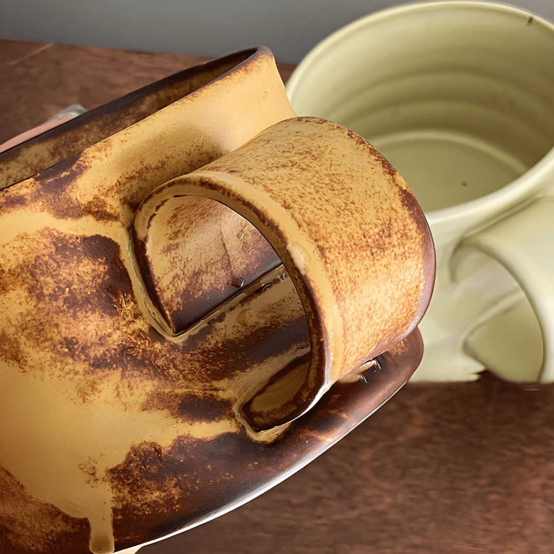 Rustic Handmade Ceramic Mug – 250ml Artisan Coffee or Tea Cup with Sculpted Handle