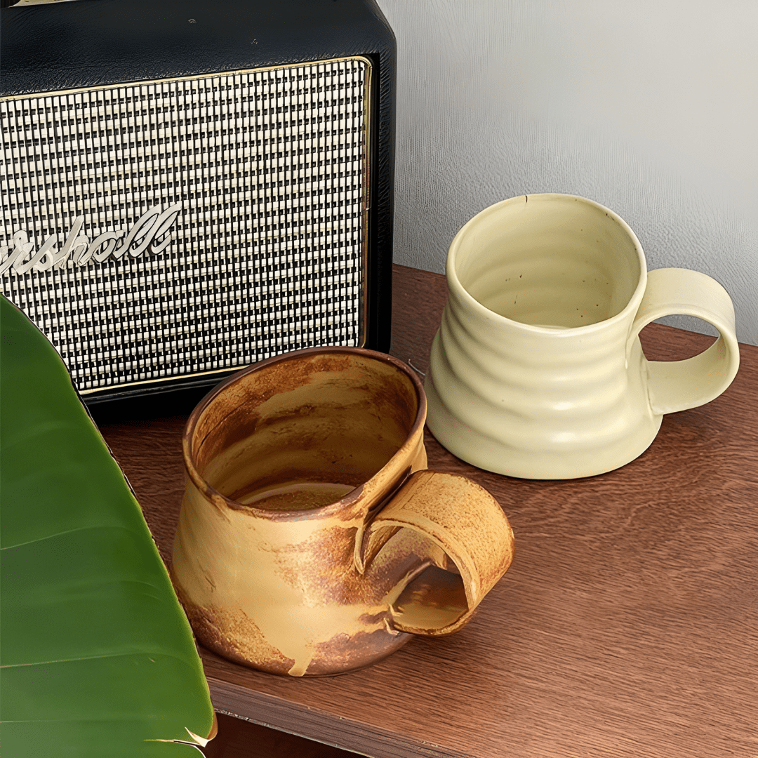 Rustic Handmade Ceramic Mug – 250ml Artisan Coffee or Tea Cup with Sculpted Handle