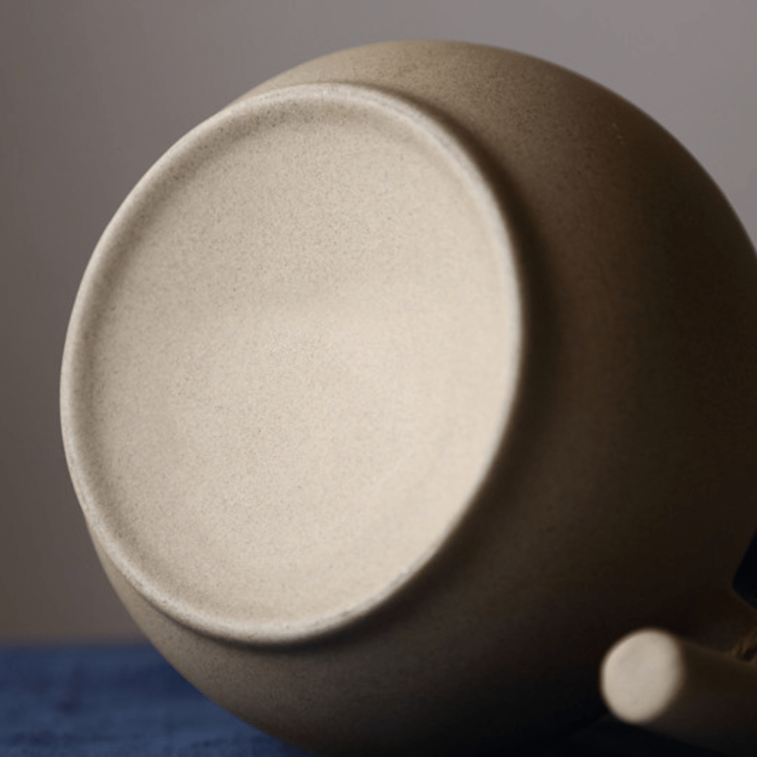 Handmade Pottery Jug and Cups Set with Wooden Saucers – 9-Piece Ceramic Drinkware