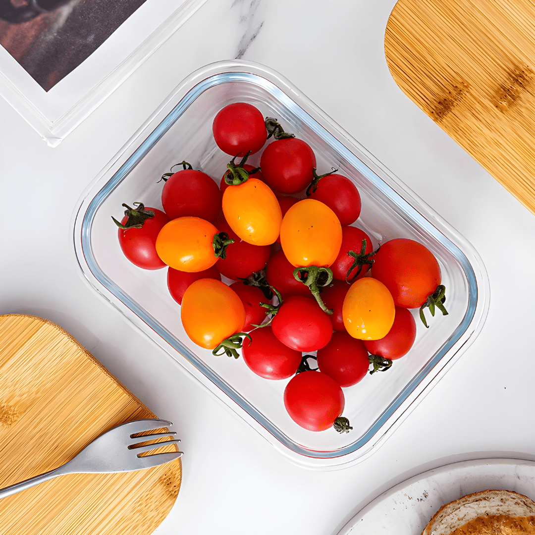 3-Piece High Borosilicate Glass Food Storage Containers with Bamboo Lids – Leakproof and Heat-Resistant