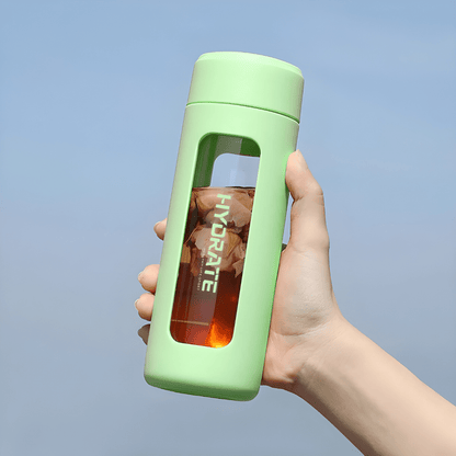 360ml Borosilicate Glass Tea Infuser Bottle – Double-Wall with Durable PP Shell