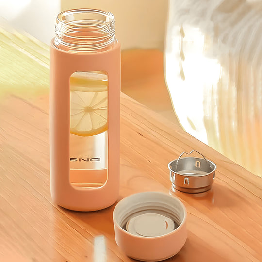 360ml Borosilicate Glass Tea Infuser Bottle – Double-Wall with Durable PP Shell