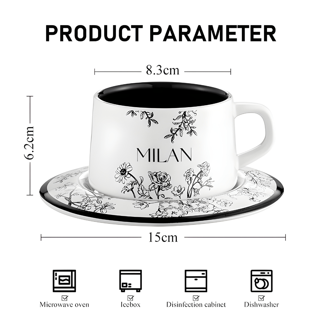 Vintage ceramic coffee cup with saucer and spoon – Beirut Lebanon