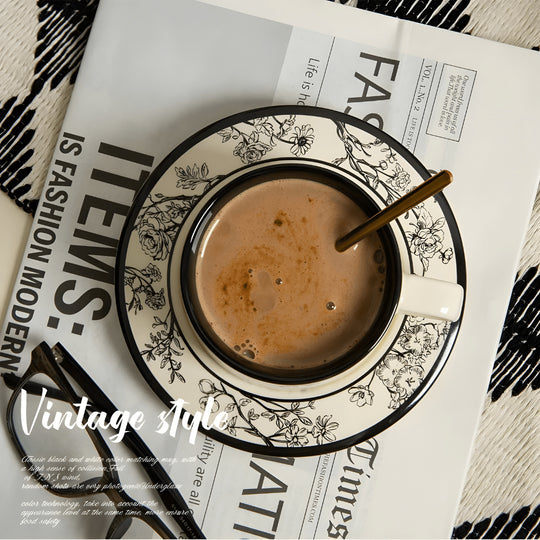 Vintage ceramic coffee cup with saucer and spoon – Beirut Lebanon