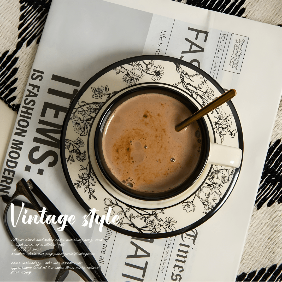 Vintage ceramic coffee cup with saucer and spoon – Beirut Lebanon