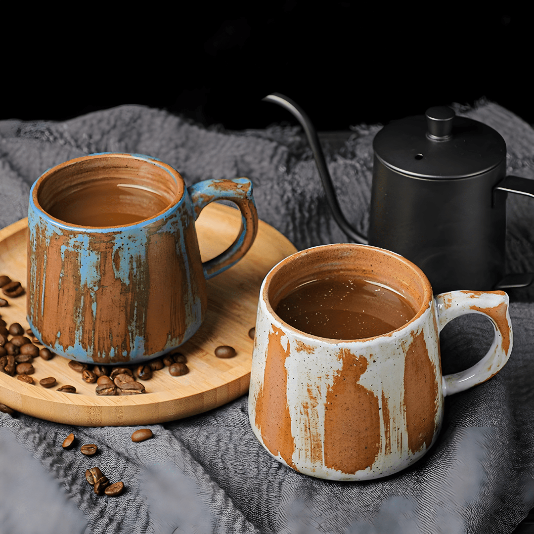 360ml handmade rough pottery ceramic mug with rustic glaze – available in Beirut Lebanon