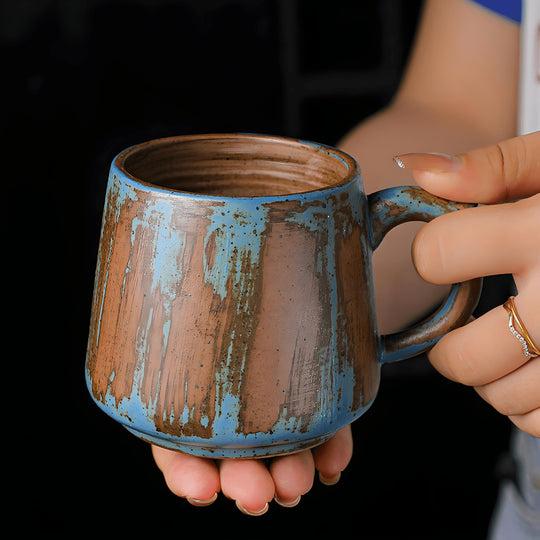 360ml handmade rough pottery ceramic mug with rustic glaze – available in Beirut Lebanon
