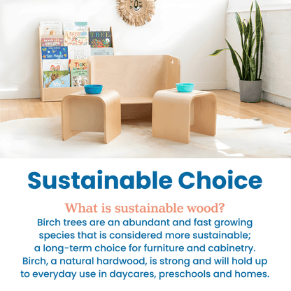 Multifunction Birch Montessori Table & Chair Set – Natural Wood Finish