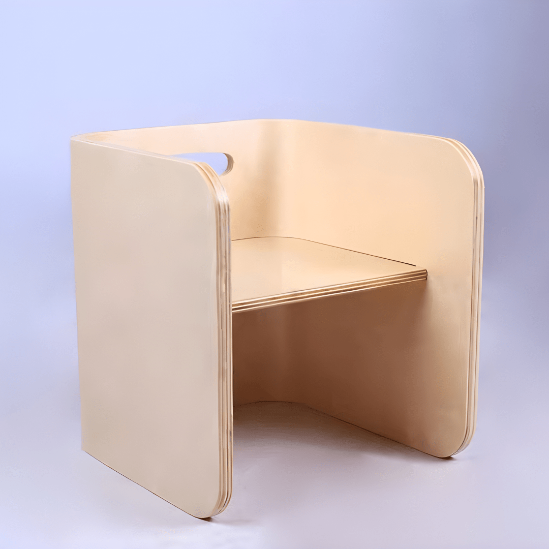 Multifunction birch wood Montessori table and chair set for kids – natural finish, safe design