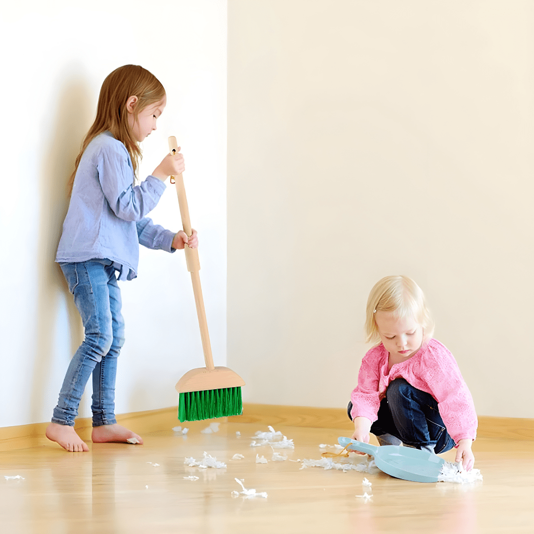 Wooden kids cleaning toy set with broom, mop, and dustpan – pretend play set for toddlers in Beirut Lebanon