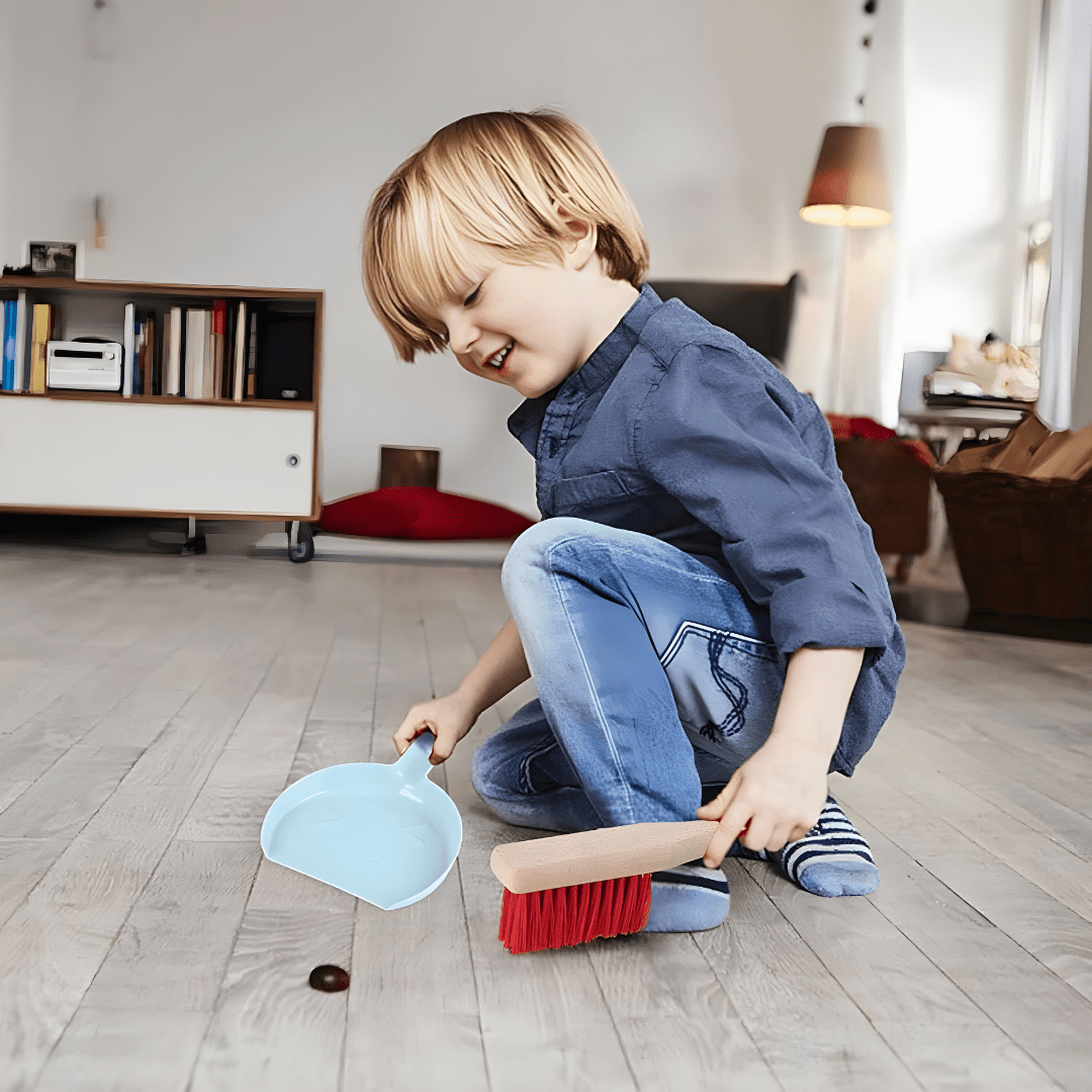 Wooden kids cleaning toy set with broom, mop, and dustpan – pretend play set for toddlers in Beirut Lebanon