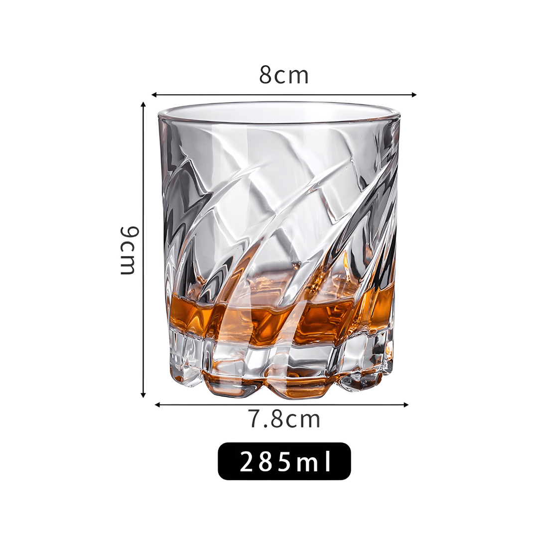 Crystal rotatable whiskey glass tumbler 285ml – stylish drinkware for home or bar in Beirut Lebanon