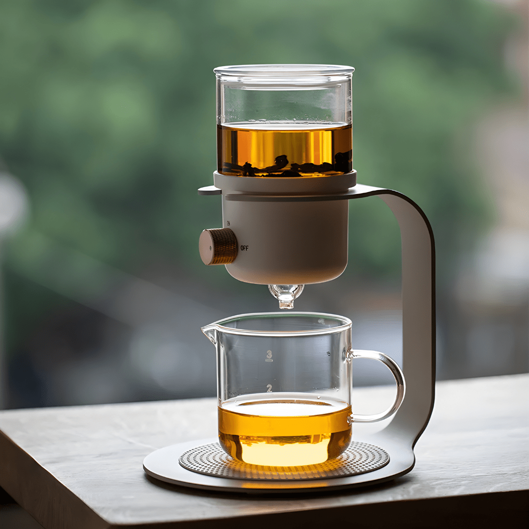 Modern 400ml semi-automatic tea and coffee brewer with stainless steel base, available in Lebanon