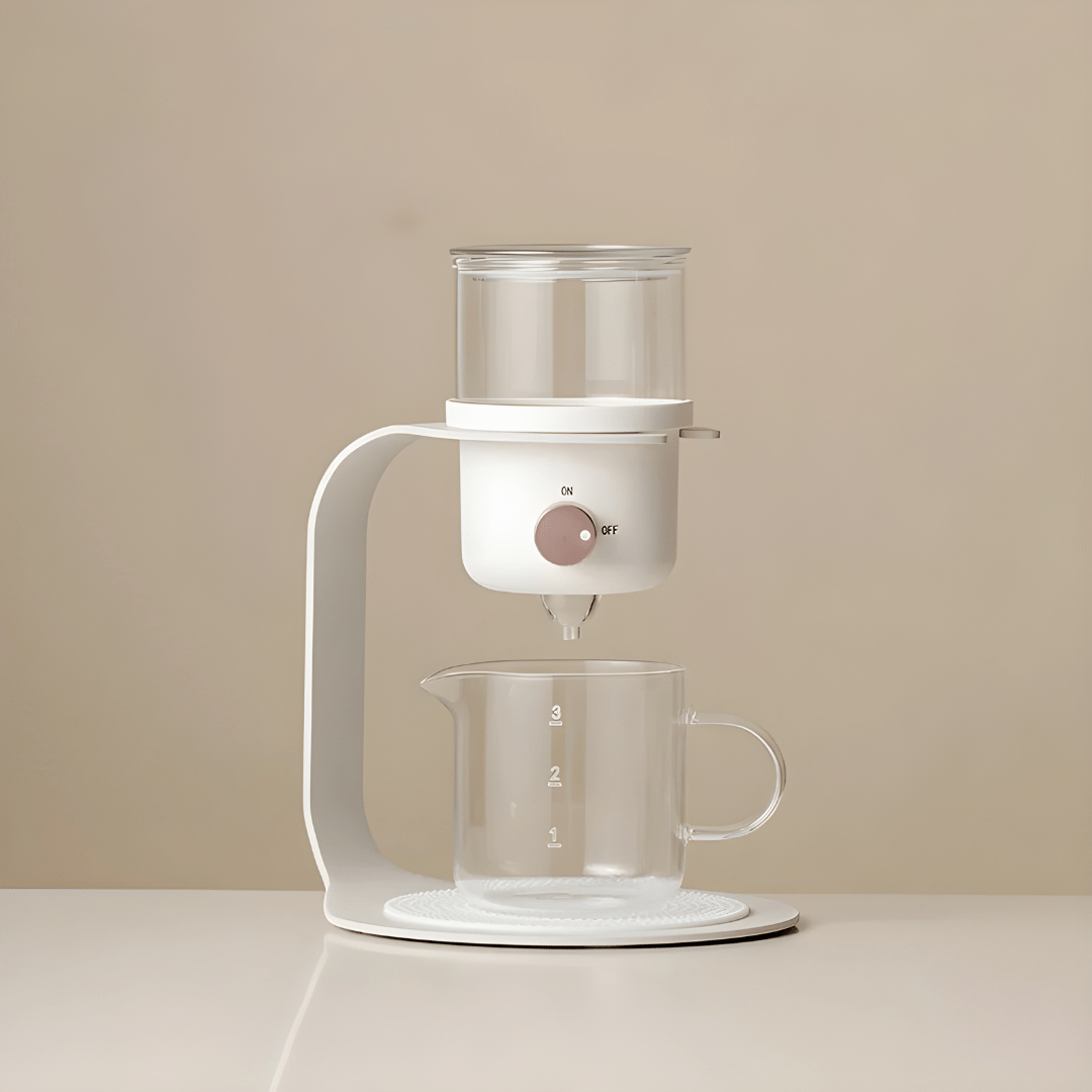 Modern 400ml semi-automatic tea and coffee brewer with stainless steel base, available in Lebanon