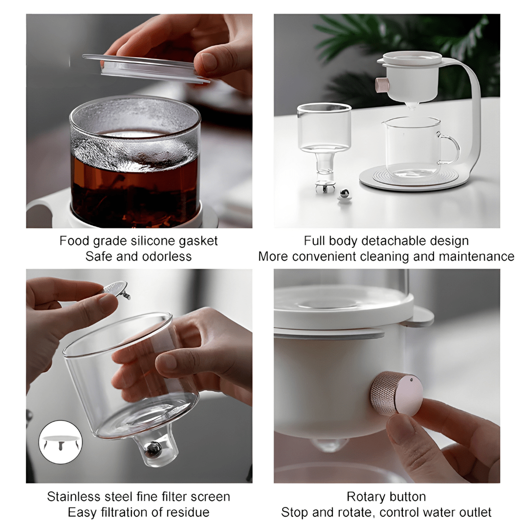 Modern 400ml semi-automatic tea and coffee brewer with stainless steel base, available in Lebanon