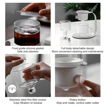 Modern 400ml semi-automatic tea and coffee brewer with stainless steel base, available in Lebanon