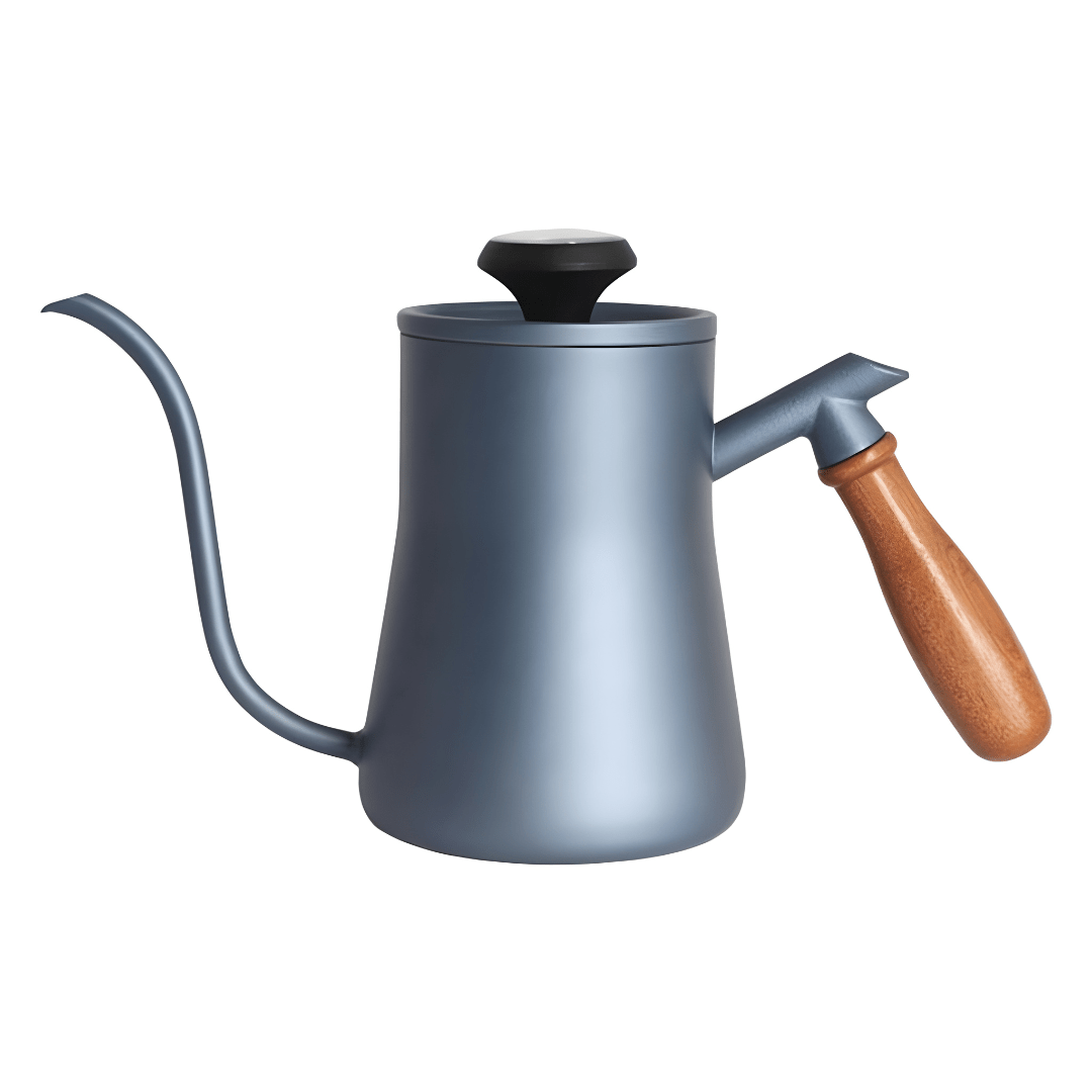550ml gooseneck coffee kettle with thermometer and wooden handle – matte black, blue, and white – Lebanon
