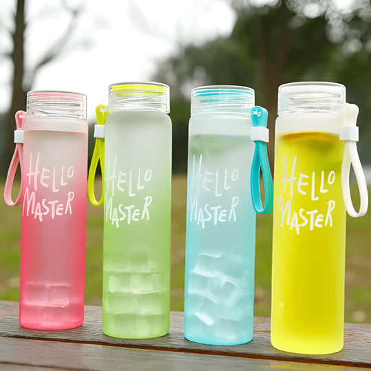 500ml borosilicate glass water bottles in gradient colors with carry strap and nylon sleeve – Beirut Lebanon market