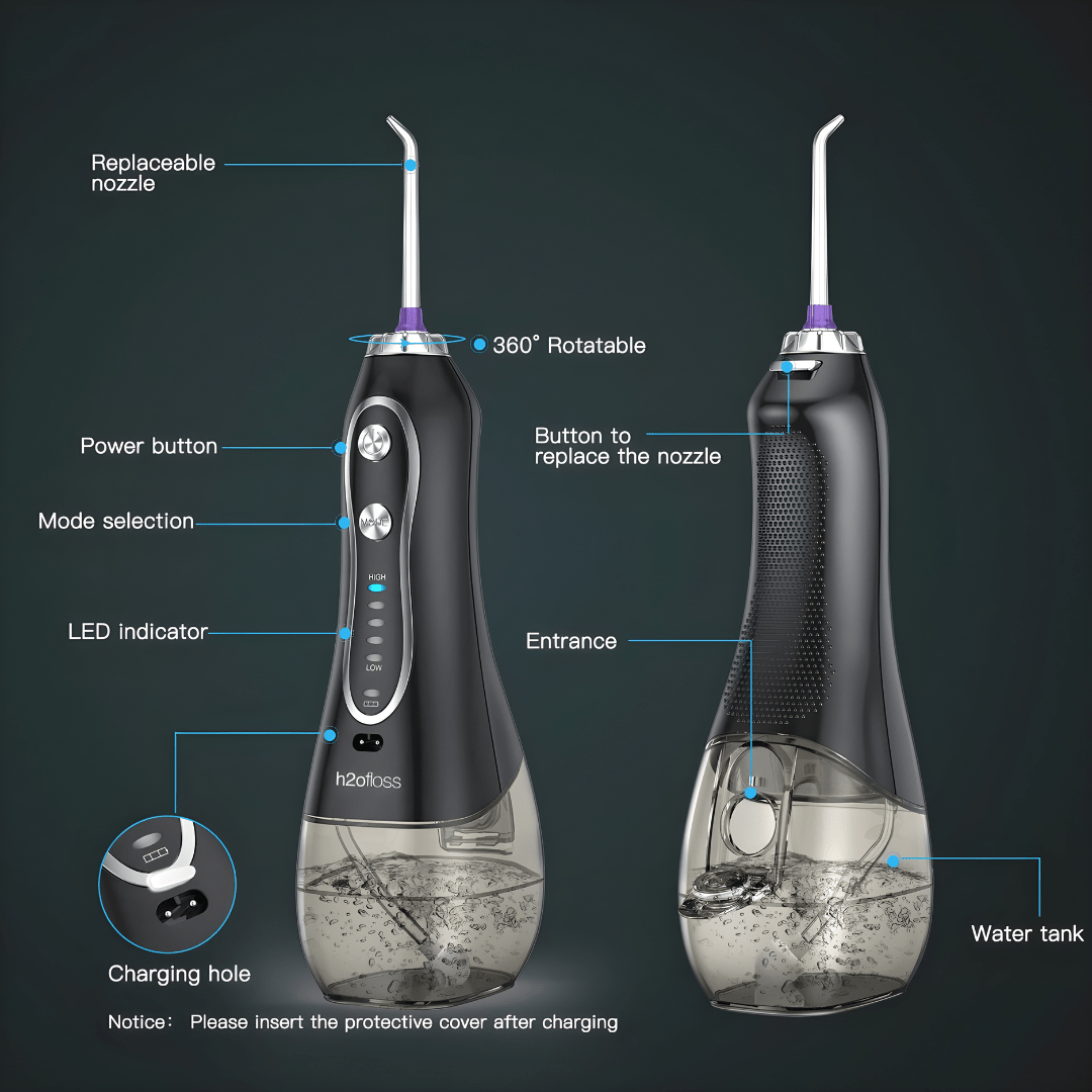 HF-6 cordless oral irrigator with 5 nozzles – dental flosser in Beirut Lebanon