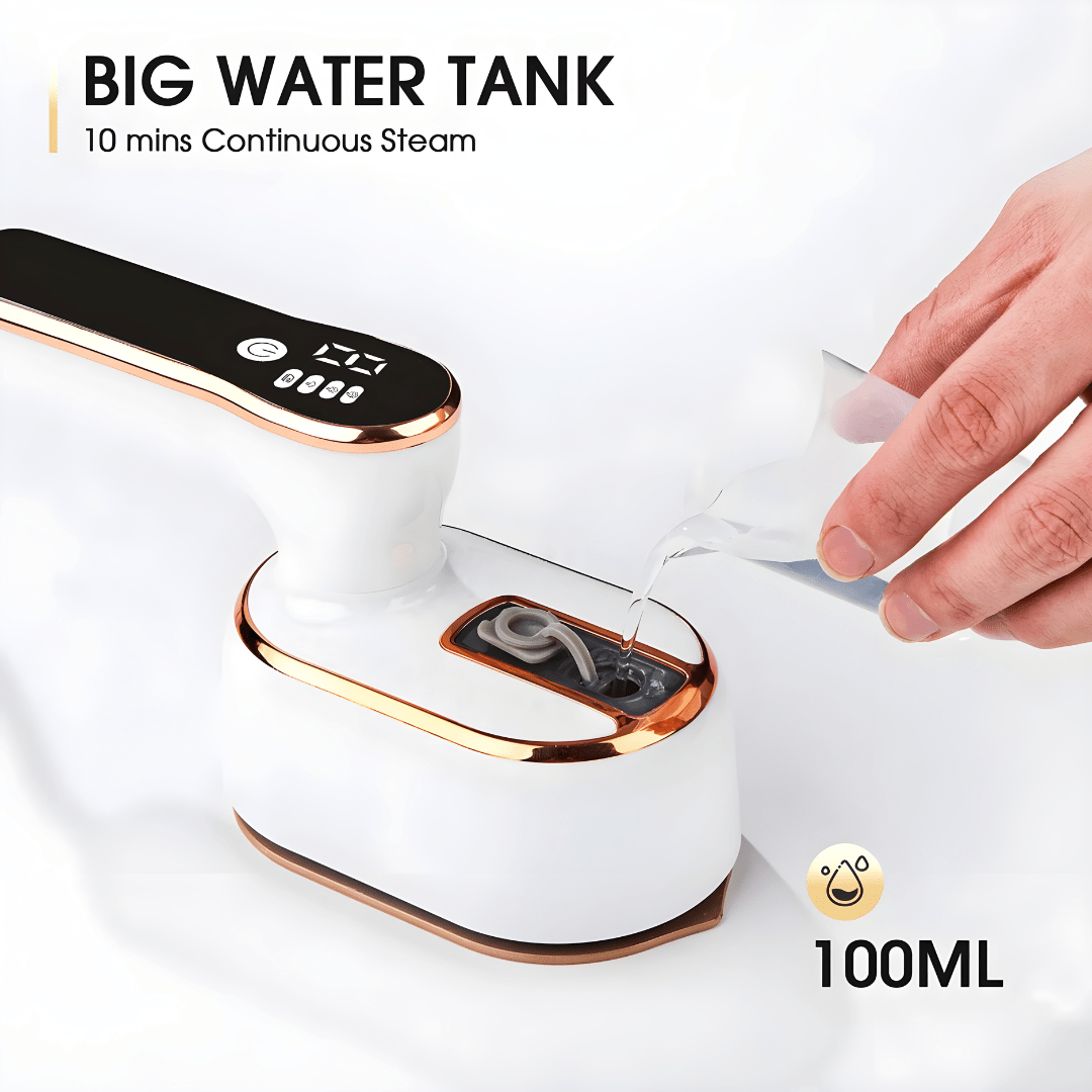 Compact foldable travel steam iron with 1000W power and ceramic plate, suitable for all fabrics, ideal for use in Beirut, Lebanon