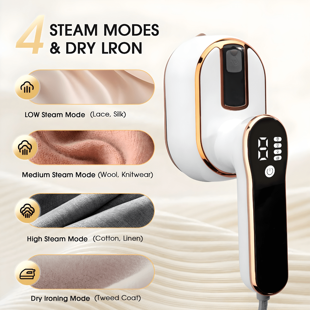 Compact foldable travel steam iron with 1000W power and ceramic plate, suitable for all fabrics, ideal for use in Beirut, Lebanon