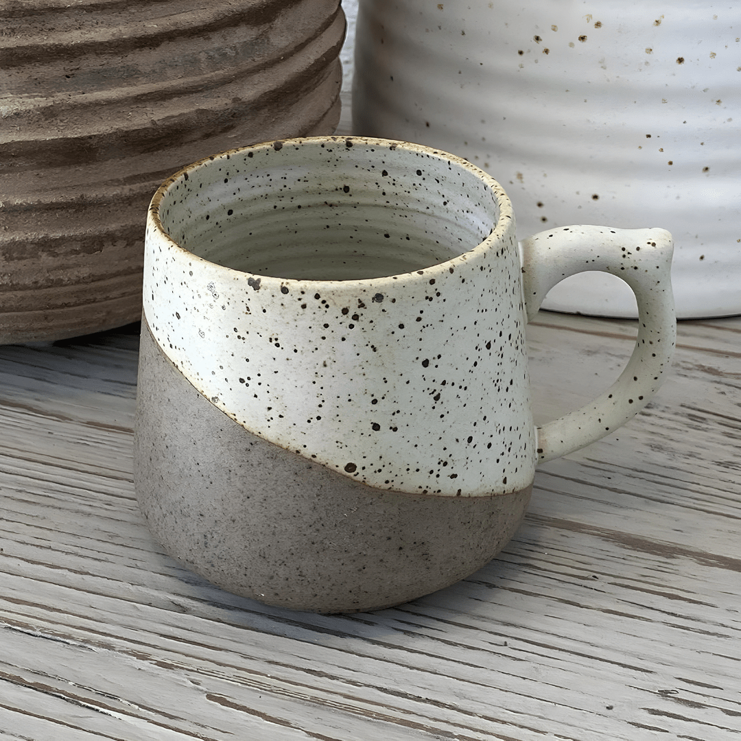 350ml handmade speckled ceramic mug with a two-tone glaze – artisan-crafted stoneware perfect for coffee
