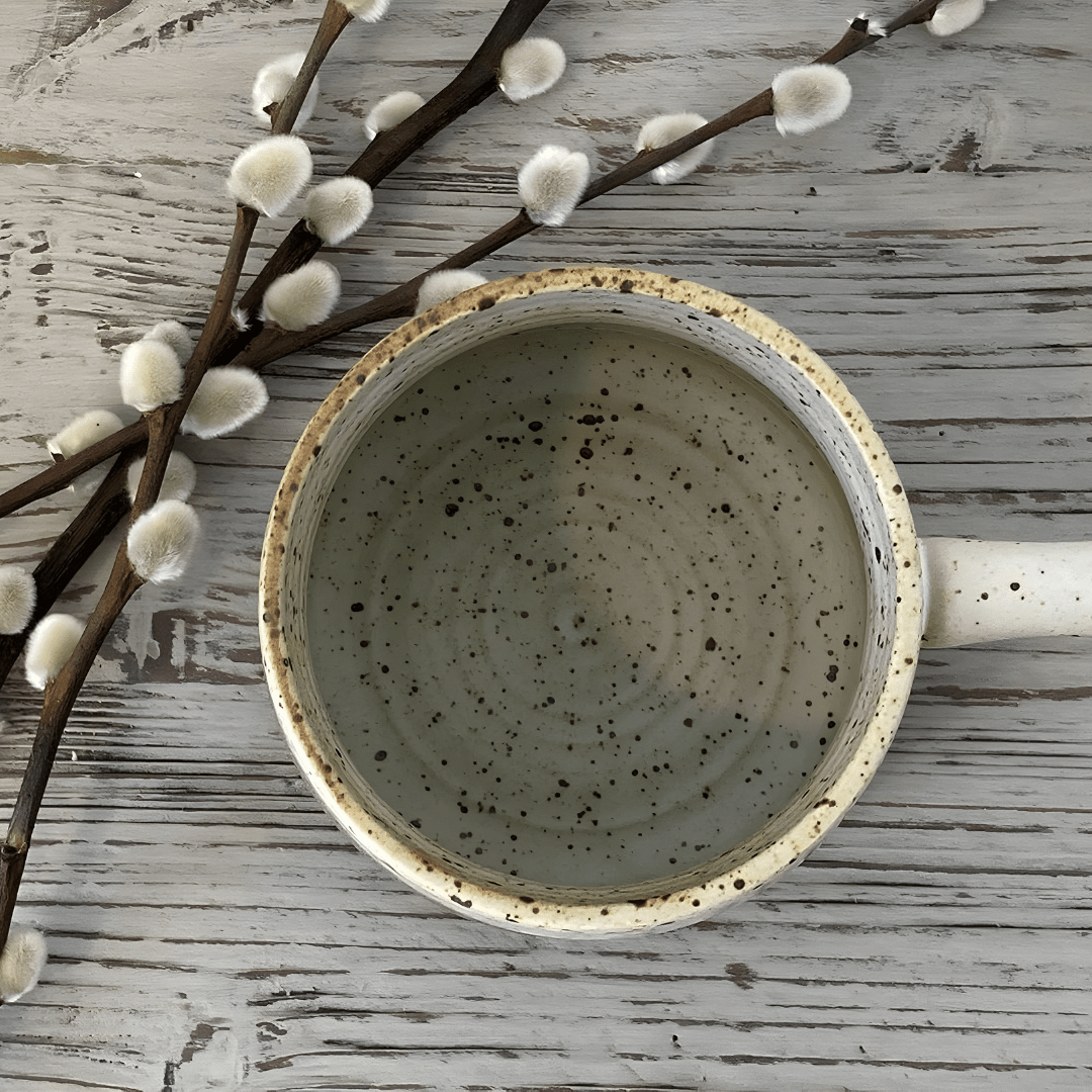 350ml handmade speckled ceramic mug with a two-tone glaze – artisan-crafted stoneware perfect for coffee