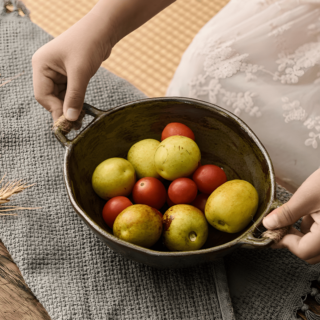 Handmade coarse pottery dinnerware set – plate, bowl & tray for Beirut homes