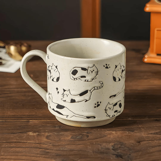 Lelyi 310ml artistic ceramic mugs in Nordic style – floral, cat, and abstract line designs – perfect for tea or coffee in Beirut Lebanon