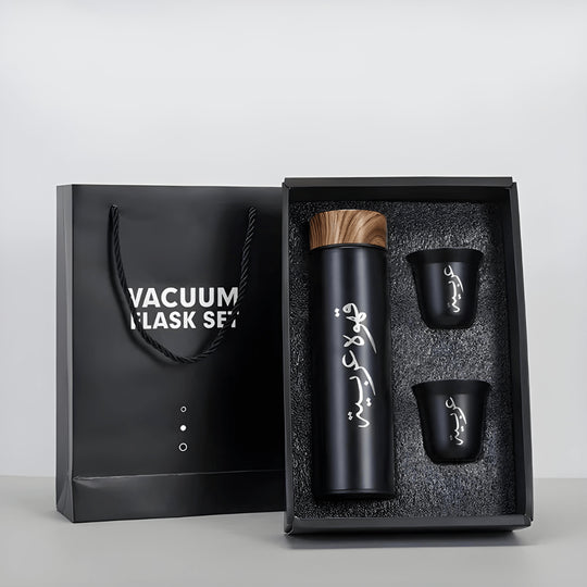 500ml black stainless travel tumbler set with 2 stainless cups