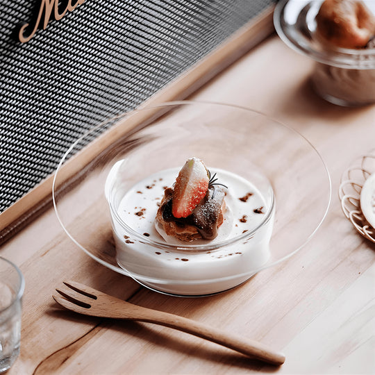 Elegant 250ml clear glass bowl with cap-shaped design, ideal for serving dessert, salad, or breakfast – available in Beirut, Lebanon

