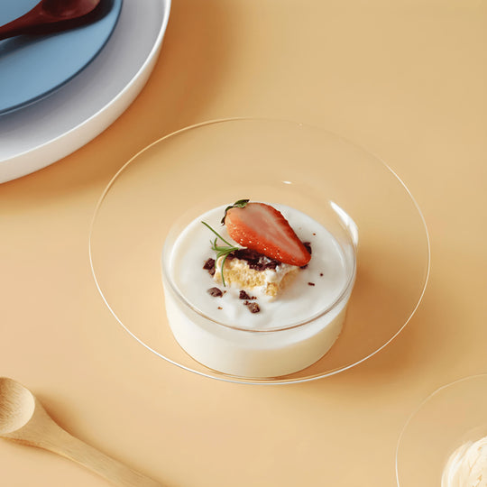 Elegant 250ml clear glass bowl with cap-shaped design, ideal for serving dessert, salad, or breakfast – available in Beirut, Lebanon

