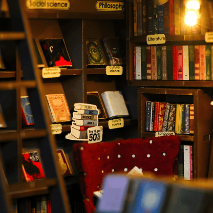 Soul Bookstore DIY Miniature Book Nook with LED & Music Box