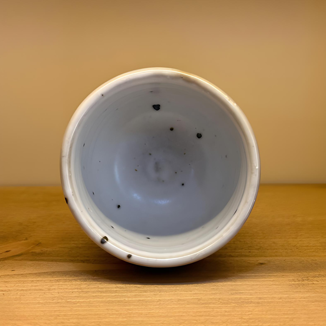 Handmade Japanese-style 35ml retro pottery teacup with white glaze and raw ceramic finish – artisan collectible cup for Beirut drinkware lovers