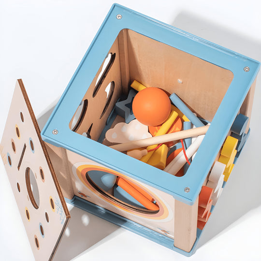 Montessori 9-in-1 wooden activity cube toy for toddlers in Beirut Lebanon
