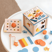 Montessori 9-in-1 wooden activity cube toy for toddlers in Beirut Lebanon