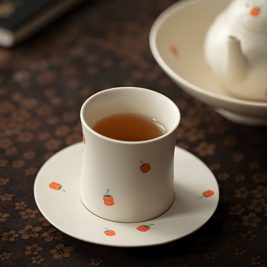 100ml matte porcelain cup and saucer with red fruit design – Beirut Lebanon