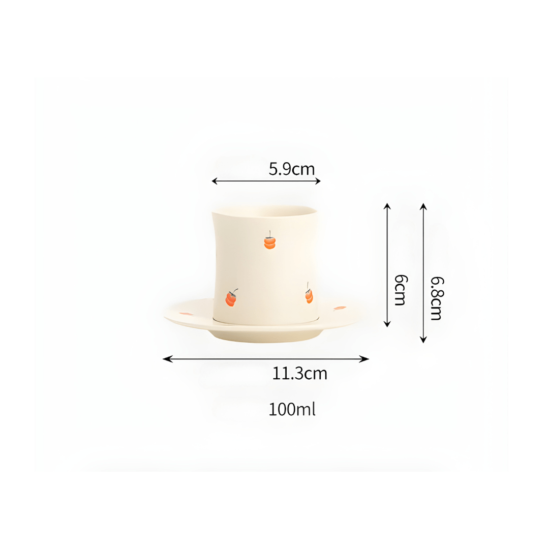 100ml matte porcelain cup and saucer with red fruit design – Beirut Lebanon